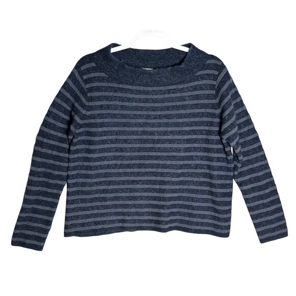 Poetry Sz 12 Merino Wool & Cotton Blend Pullover Sweater Striped Thick Soft Boxy - Picture 1 of 8